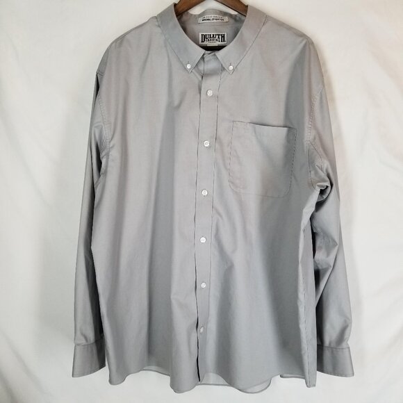 Duluth Trading Mens XXL Shirt Wrinkle Fighter Long Sleeve Light Gray 2XL - Picture 1 of 12